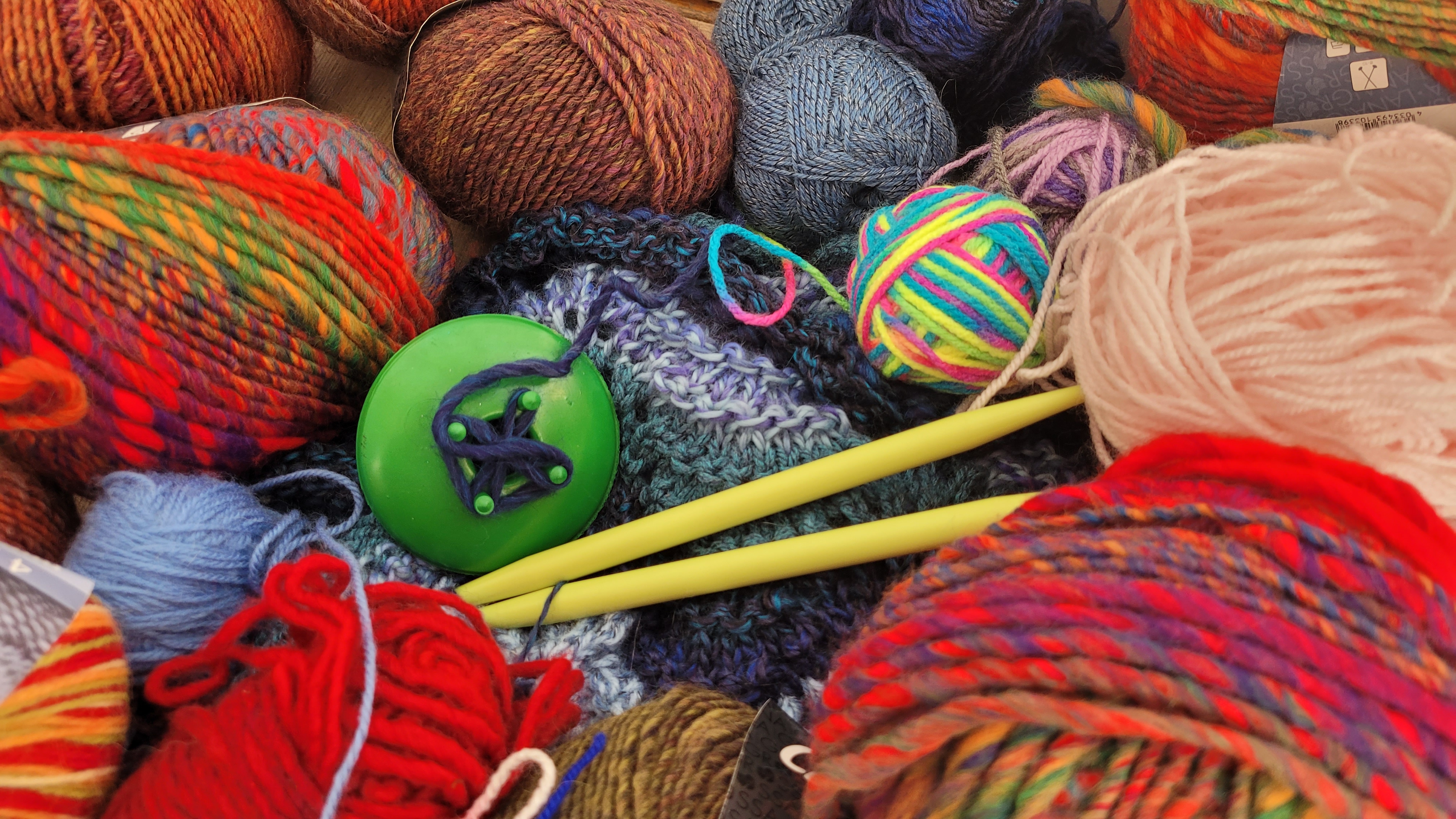 Materialen wol in de studio